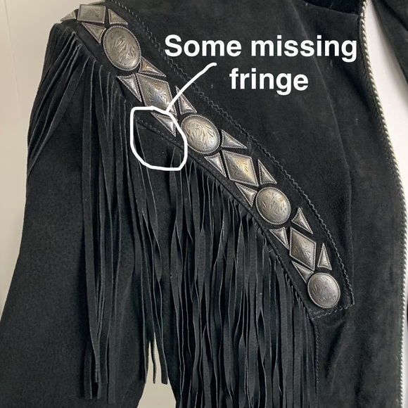 Vintage Pioneer Wear Women L Suede Leather Jacket Concho Fringe Studded Western - Picture 4 of 16